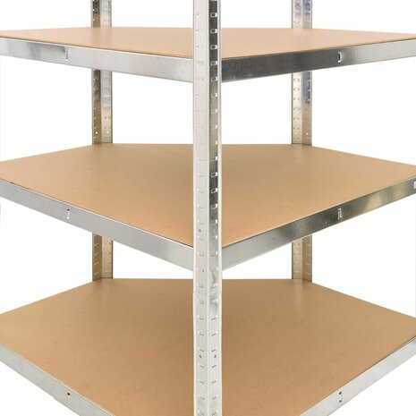 Opbergrekken 5-laags 2 st staal en bewerkt hout zilverkleurig