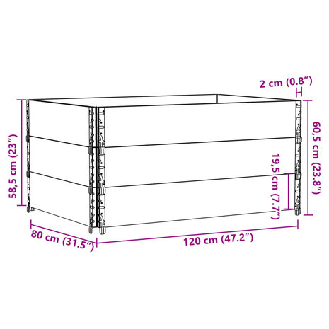 Palletopzetranden 3 st 120x80 cm massief grenenhout