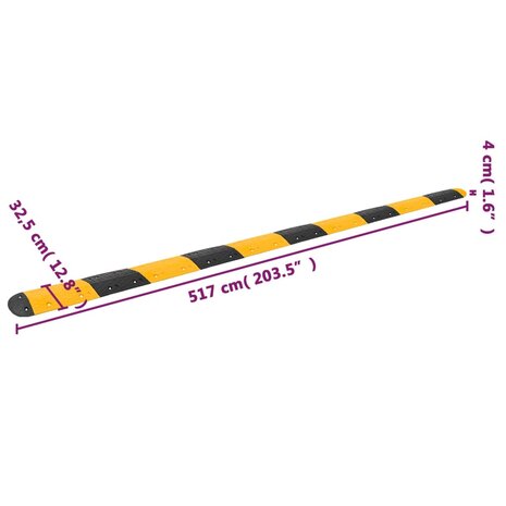 Verkeersdrempel 517x32,5x4 cm rubber geel en zwart