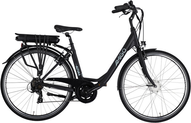 Amigo E-Altura D1 Dames 7V V-Brakes matzwart 49 cm 28 inch matzwart 49 cm 28 inch