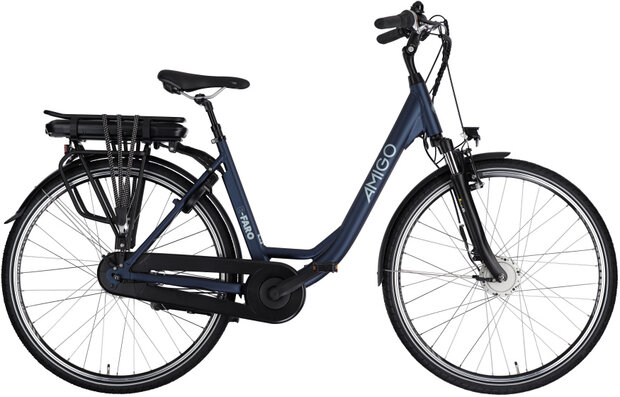Amigo E-Faro S2 Dames 7V Rollerbrake matblauw 49 cm 28 inch matblauw 49 cm 28 inch