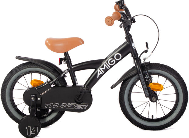 Amigo Thunder Jongens Terugtraprem zwart/wit 22 cm 14 inch zwart/wit 22 cm 14 inch