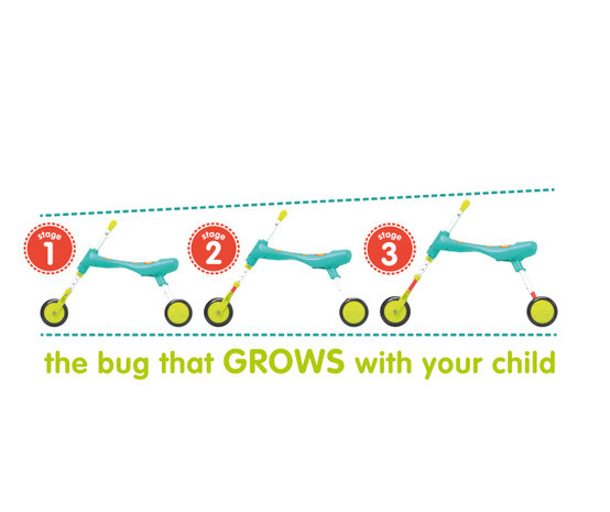 The Bugs Scuttlebug Xl Splodge Loopfiets Met 3 Wielen Junior Turquoise/Groen