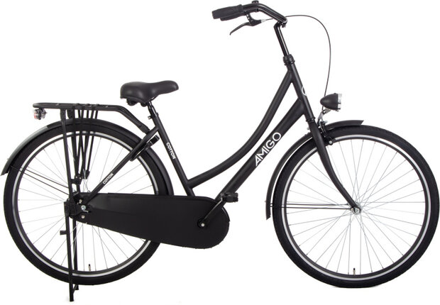Amigo Cotton Omafiets Dames Terugtraprem matzwart 50 cm 28 inch matzwart 50 cm 28 inch