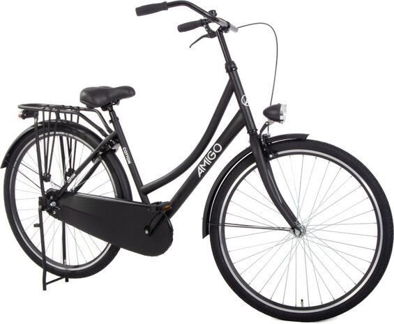 Amigo Cotton Omafiets Dames Terugtraprem matzwart 50 cm 28 inch matzwart 50 cm 28 inch