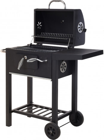 Vaggan Houtskoolbarbecue Met Zijtafel Op Wielen 45 X 32 Cm Zwart