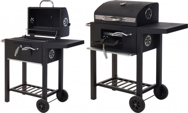 Vaggan Houtskoolbarbecue Met Zijtafel Op Wielen 45 X 32 Cm Zwart