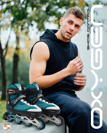 Skids Control Oxygen Inline Skates Semi-Softboot Verstelbaar Petrol petrolblauw/zwart Maat 42-45 petrolblauw/zwart Maat 42-45