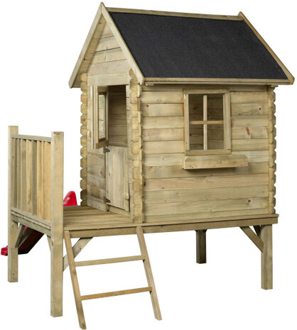 Swing King Camilla Houten Speelhuisje Met Glijbaan naturel/rood naturel/rood