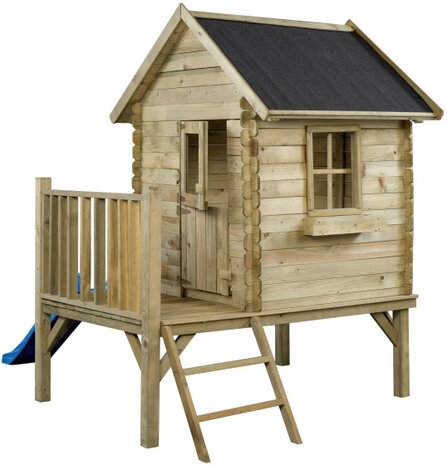 Swing King Camilla Houten Speelhuisje Met Glijbaan naturel/blauw naturel/blauw