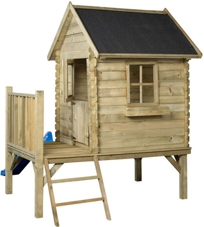 Swing King Camilla Houten Speelhuisje Met Glijbaan naturel/blauw naturel/blauw