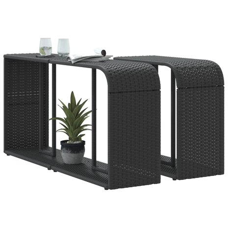Opbergschappen 2 st poly rattan zwart