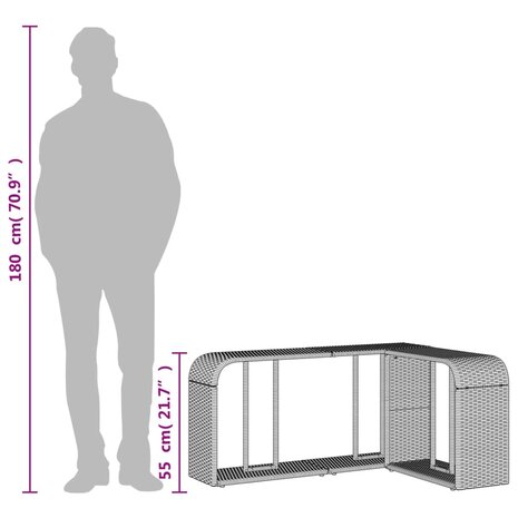 Opbergschappen 2 st poly rattan zwart