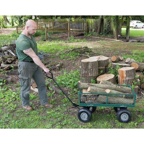Tuinwagen staalgaas 86,5x46,5x21 cm groen en zwart
