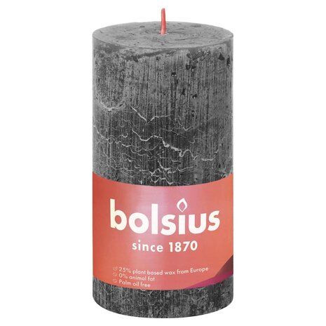 Stompkaarsen Shine 4 st rustiek 130x68 mm stormgrijs