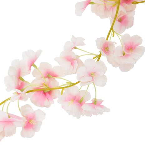 Kerstslingers met bloemen 6 st 180 cm lichtroze