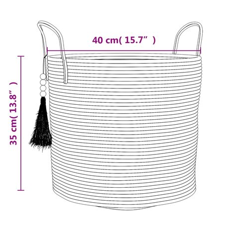 Opbergmand Ø 40x35 cm katoen bruin en wit