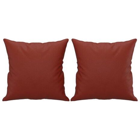 Sierkussens 2 st 40x40 cm kunstleer wijnrood