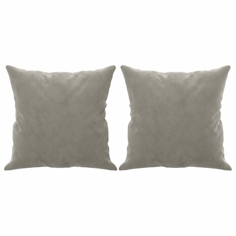 Sierkussens 2 st 40x40 cm fluweel lichtgrijs