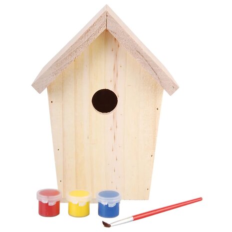 Doe-het-zelf vogelhuis met verf 14.8x11.7x20 cm KG145
