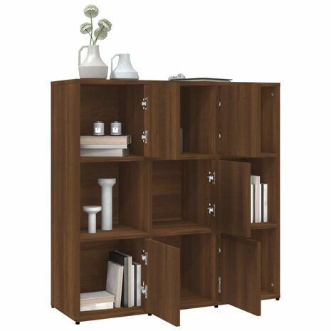 Boekenkast 90x30x90 cm bewerkt hout bruin eikenkleur