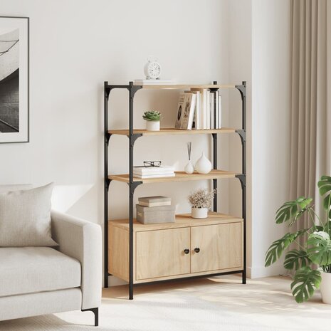 Boekenkast 3-laags 70x30x109,5 cm bewerkt hout sonoma eiken