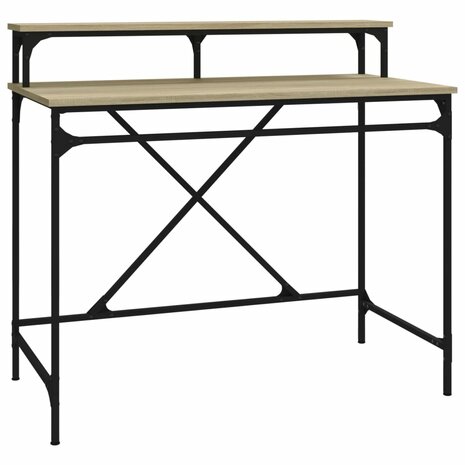 Bureau 100x50x90 cm bewerkt hout en ijzer sonoma eikenkleur