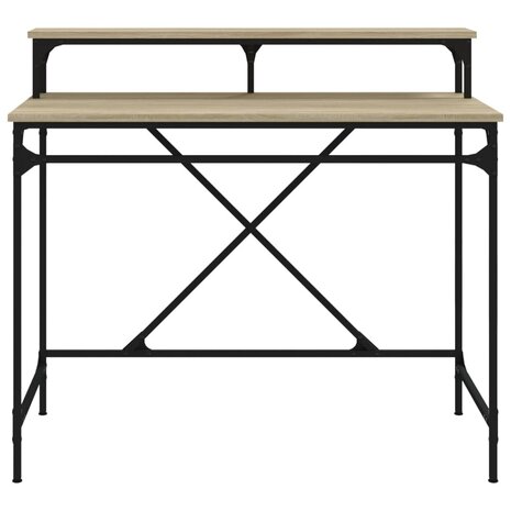 Bureau 100x50x90 cm bewerkt hout en ijzer sonoma eikenkleur