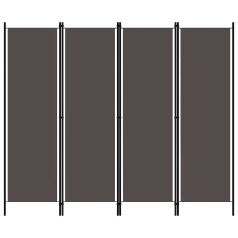 Kamerscherm met 4 panelen 200x180 cm antraciet