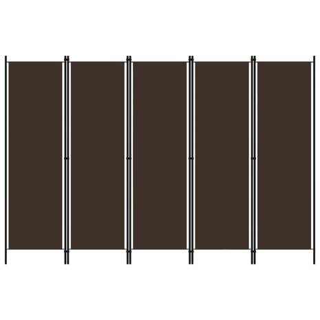 Kamerscherm met 5 panelen 250x180 cm bruin