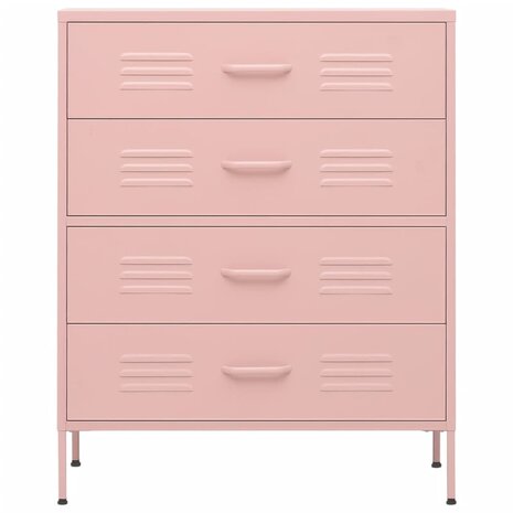 Ladekast 80x35x101,5 cm staal roze