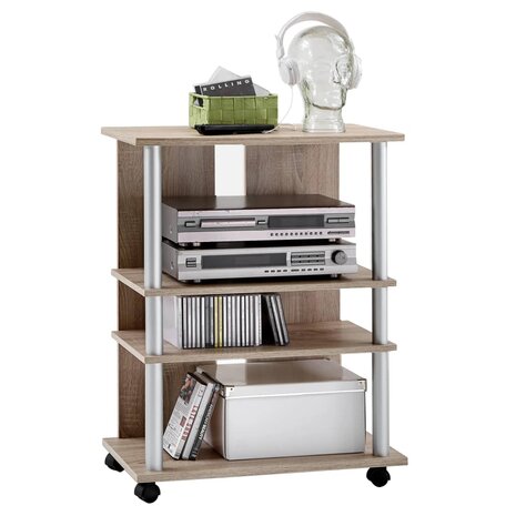 Tv/hifi-kast met 3 vakken 65x40x79,2 cm eikenkleurig