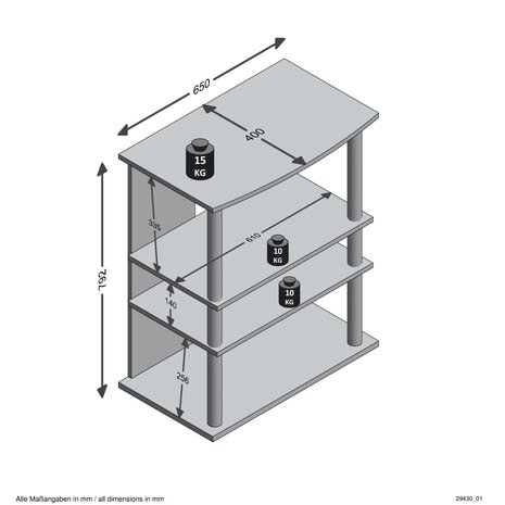 Tv/hifi-kast met 3 vakken 65x40x79,2 cm eikenkleurig