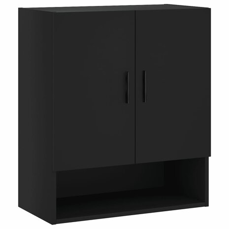 Wandkast 60x31x70 cm bewerkt hout zwart