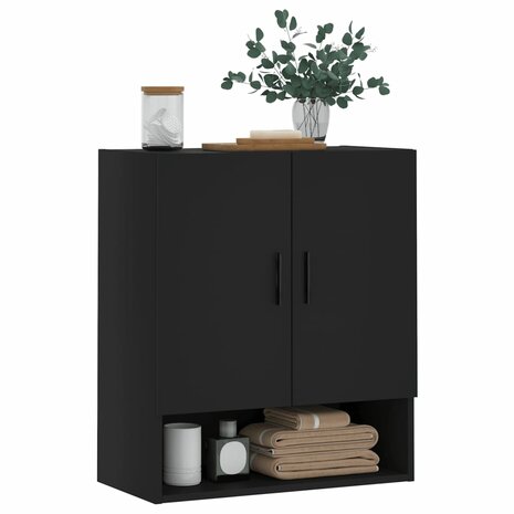 Wandkast 60x31x70 cm bewerkt hout zwart