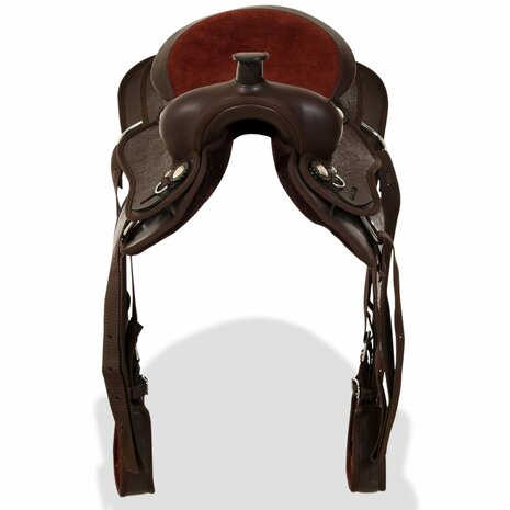 Western zadel, hoofdstel en borstriem 13&quot; echt leer bruin