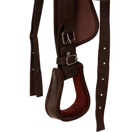 Western zadel, hoofdstel en borstriem 13&quot; echt leer bruin