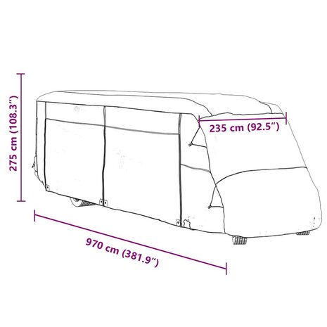 Camperhoezen 970x235x275 cm vliesvlies grijs