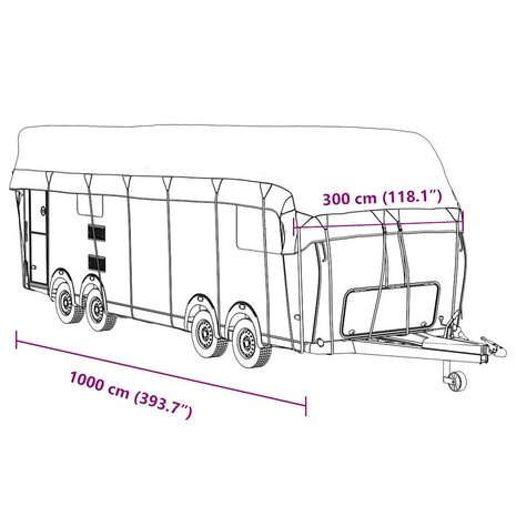 Caravan dakbedekking 1000x300 cm vliesvlies grijs