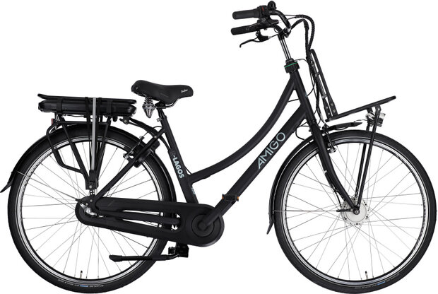 Amigo E-Lagos T2 Dames 3V V-Brakes matzwart 50 cm 28 inch matzwart 50 cm 28 inch