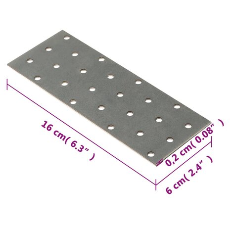Platen geperforeerd 40 st 2 mm 160x60 mm gegalvaniseerd staal