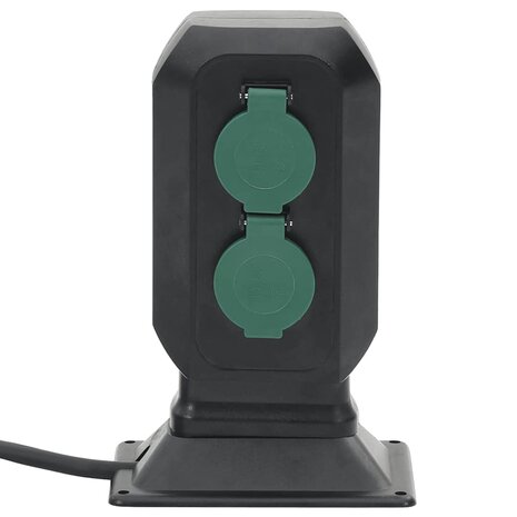 Tuinstopcontact en grondpin 2-wegs 15,5x11x24 cm zwart en groen
