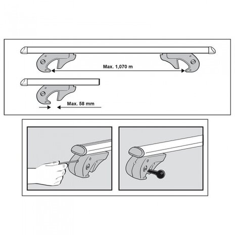 Menabo Dakdragerset Aluminium 120 Cm Zilver