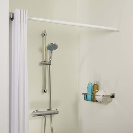 Douchegordijnstang telescopisch 80-130 cm wit