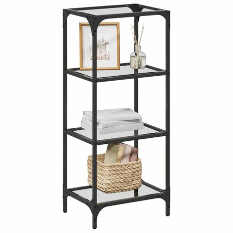 Opbergrek met transparant glazen blad 40x30x95 cm staal