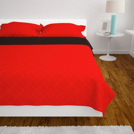 131552  Dubbelzijdig Quilted Bedspread Rood en Zwart 170x210 cm