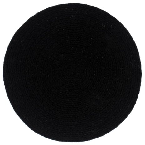 Placemats 4 st rond 38 cm katoen effen zwart