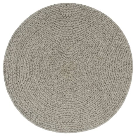 Placemats 4 st rond 38 cm katoen effen grijs