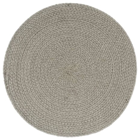 Placemats 6 st rond 38 cm katoen effen grijs