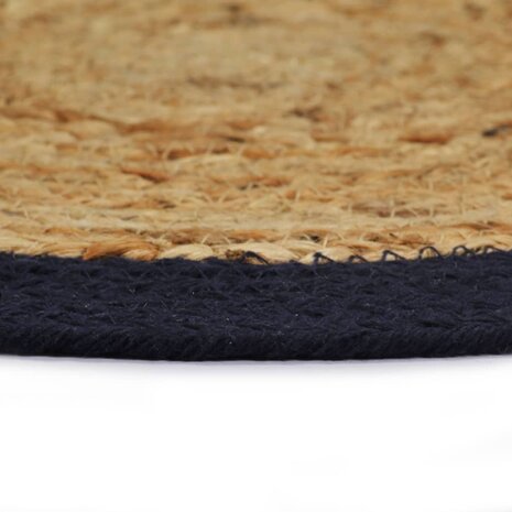 Placemats 4 st 38 cm jute en katoen natuurlijk en marineblauw